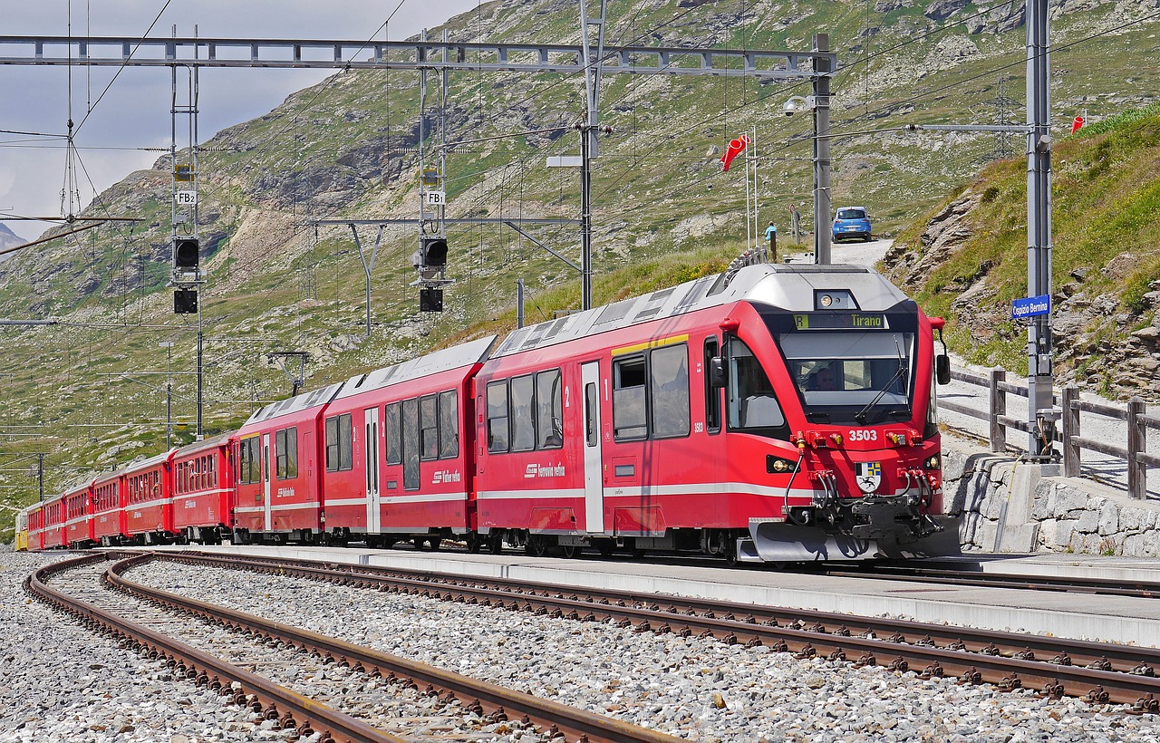 bernina railway regional train pass free photo