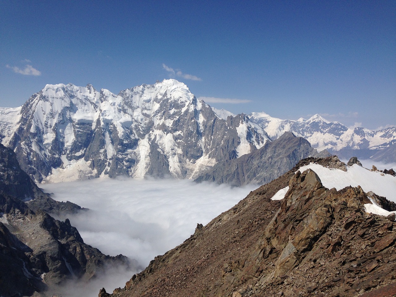 bezengi mountains clouds free photo