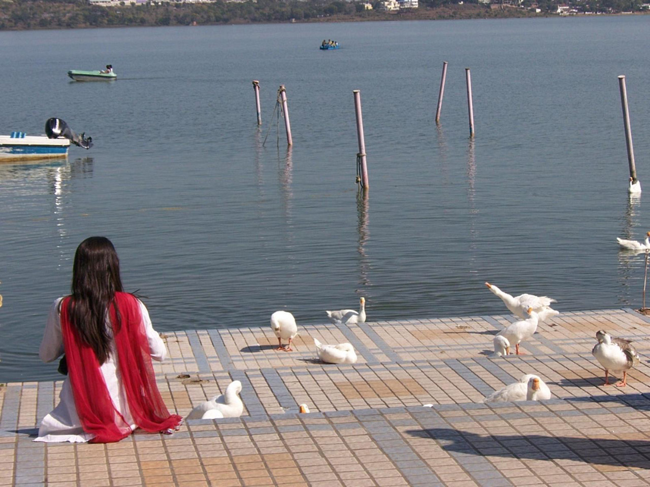 girl lake bhopal free photo