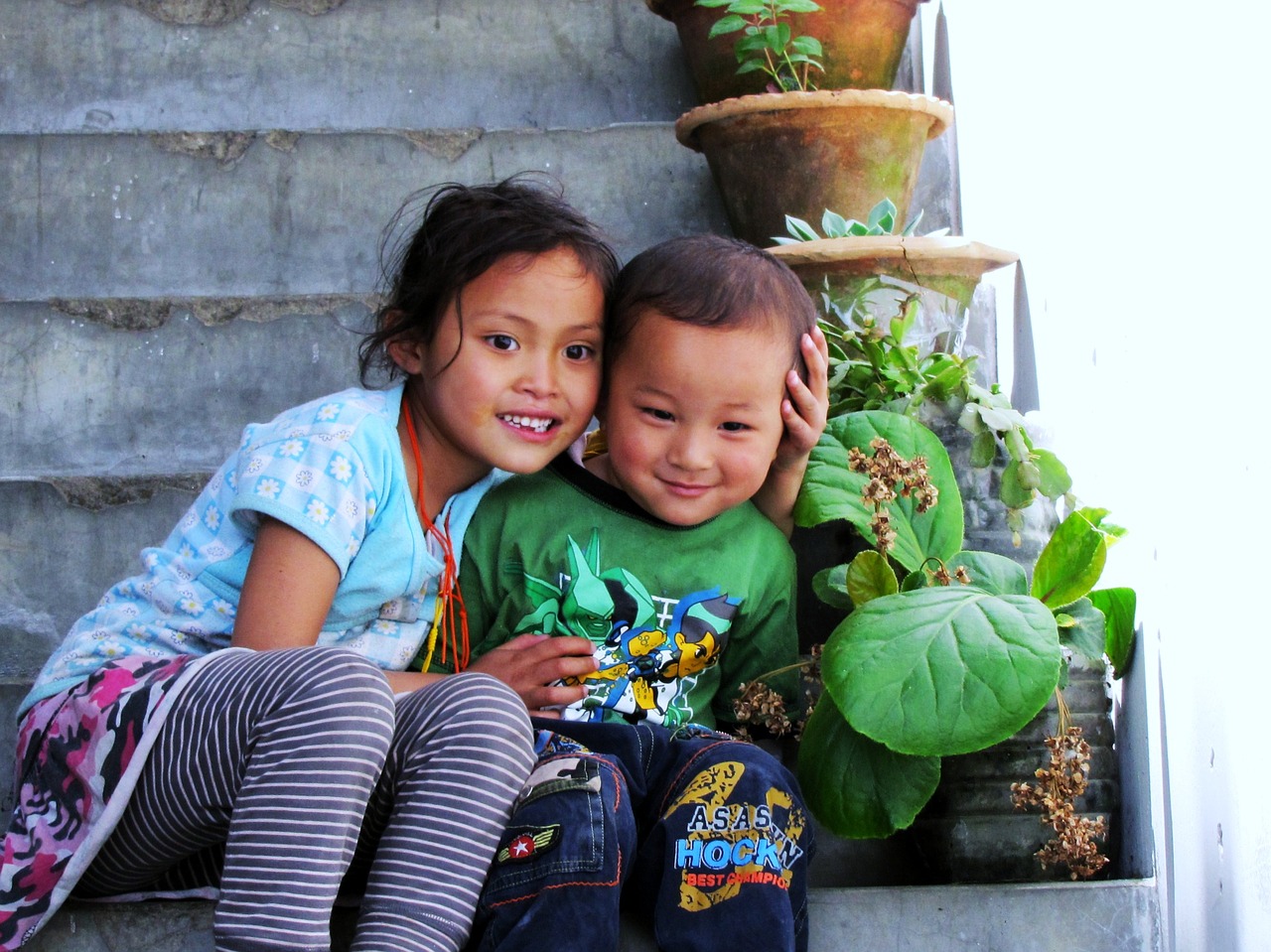 bhutan children paro valley free photo