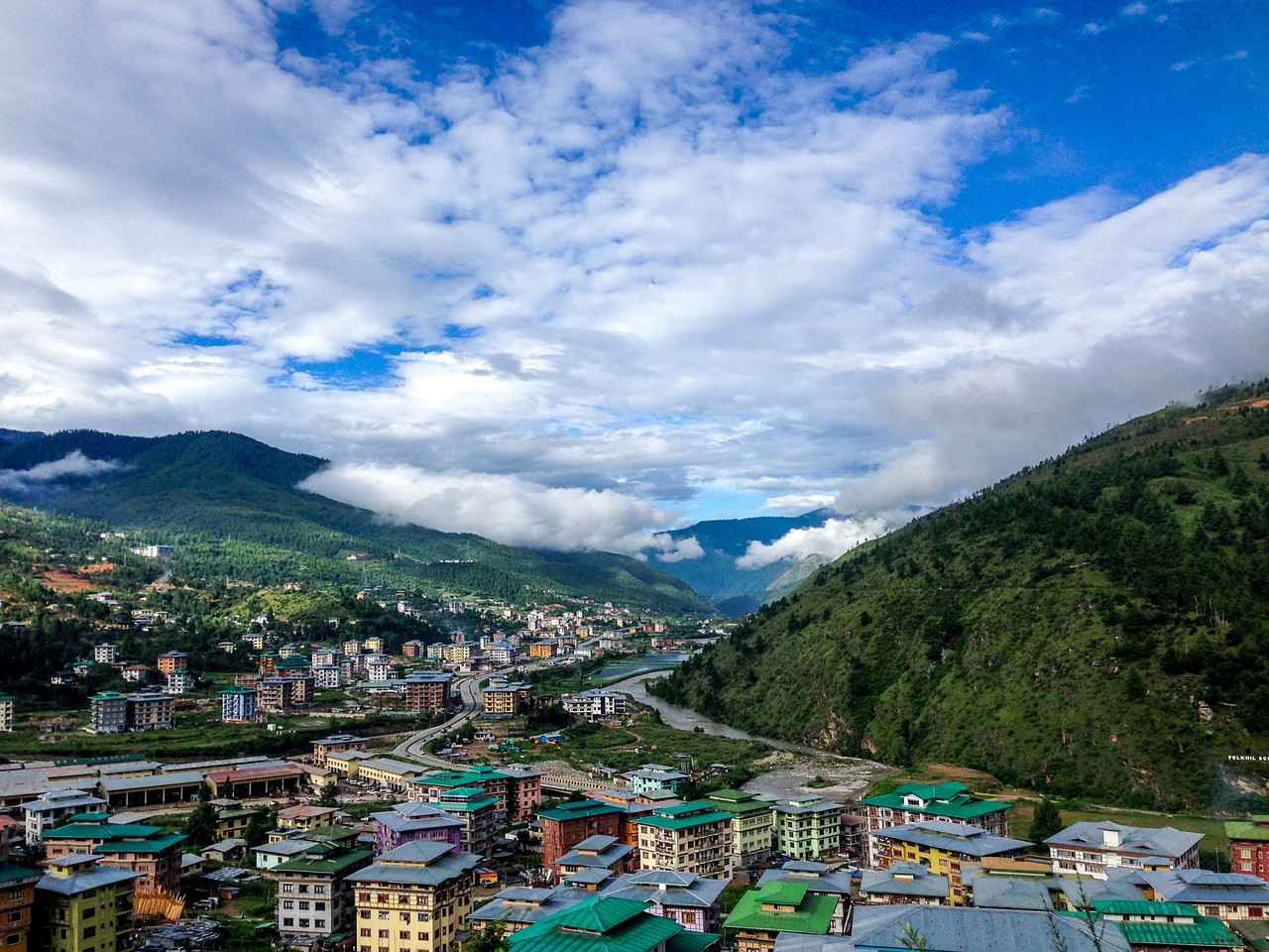 bhutan the village mountains free photo