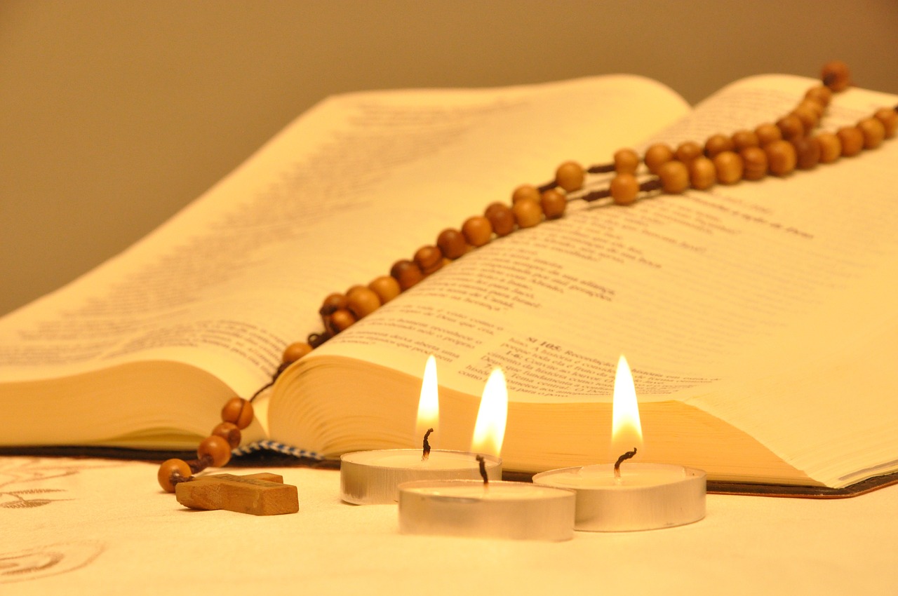 bible candles rosary free photo