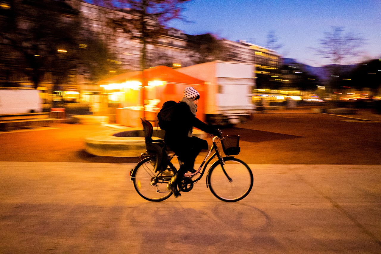 bicycle evening woman free photo