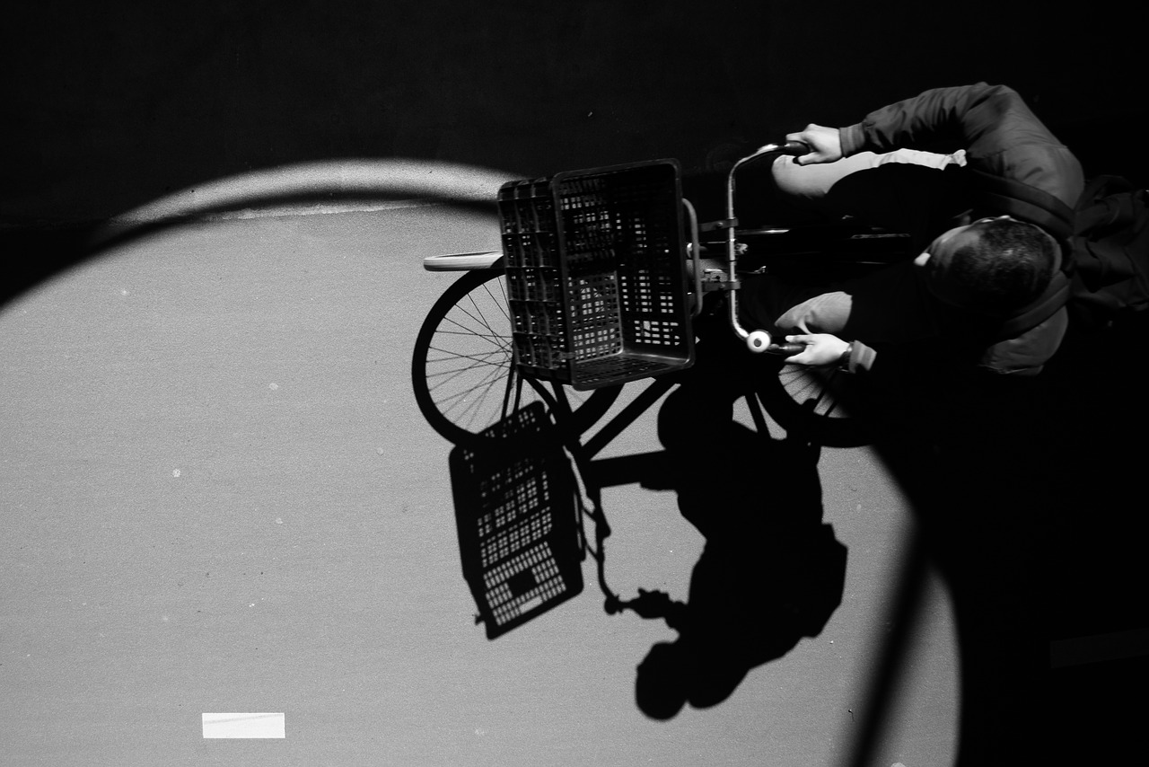 bicycle man black and white free photo