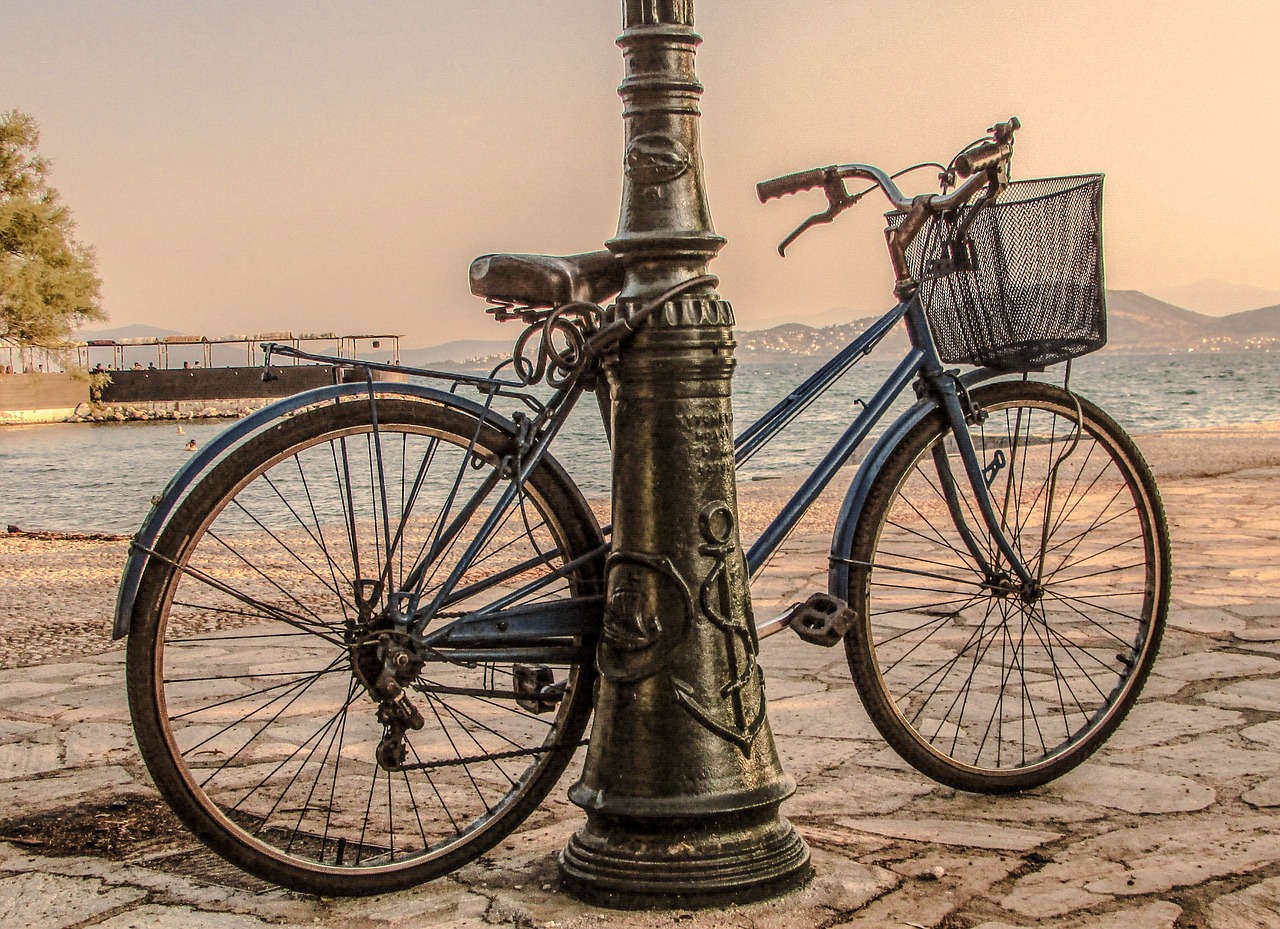 bicycle promenade pole free photo