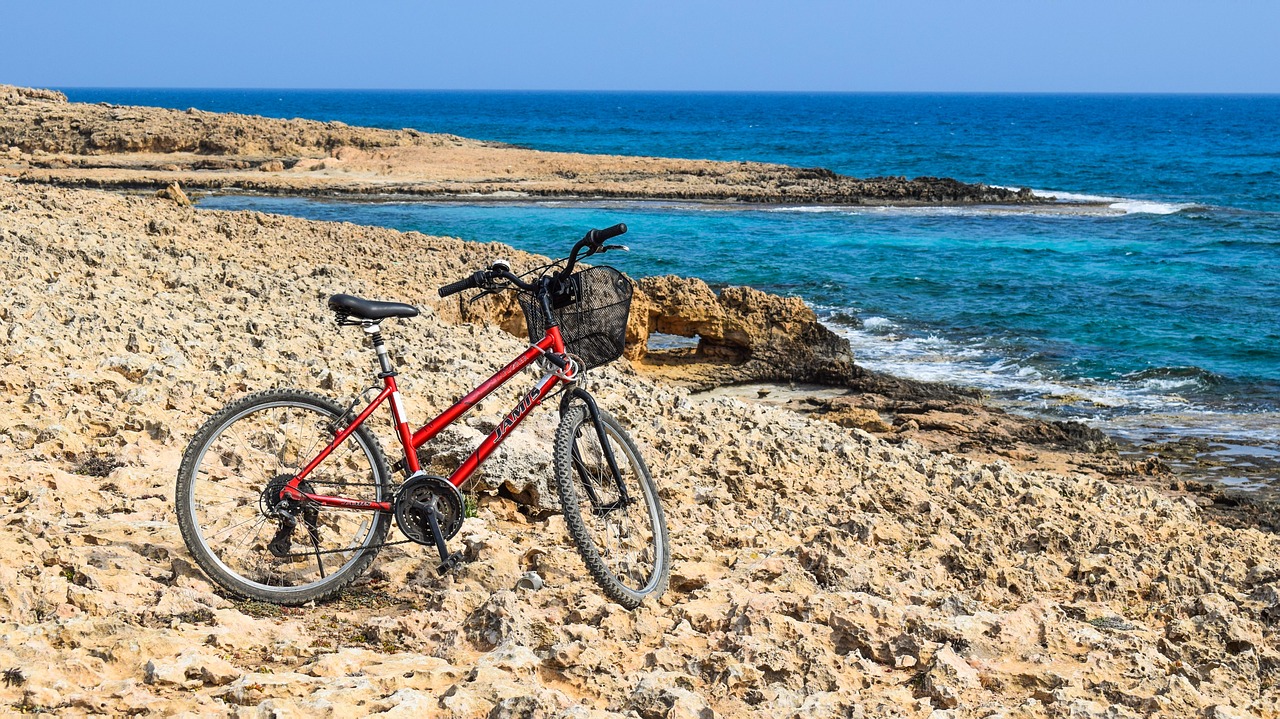 bicycle rocky coast sea free photo