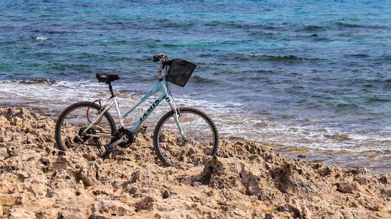 bicycle rocky coast sea free photo