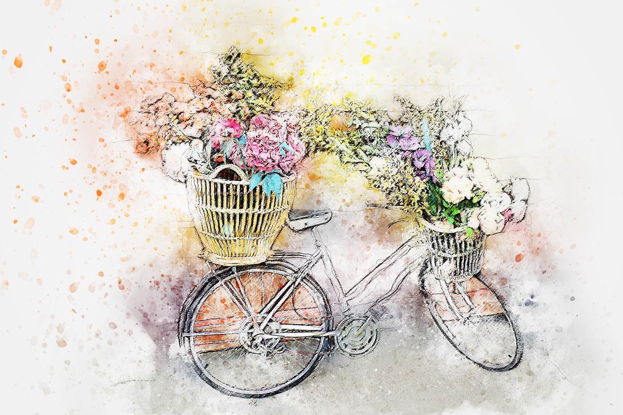 bicycle flowers art free photo