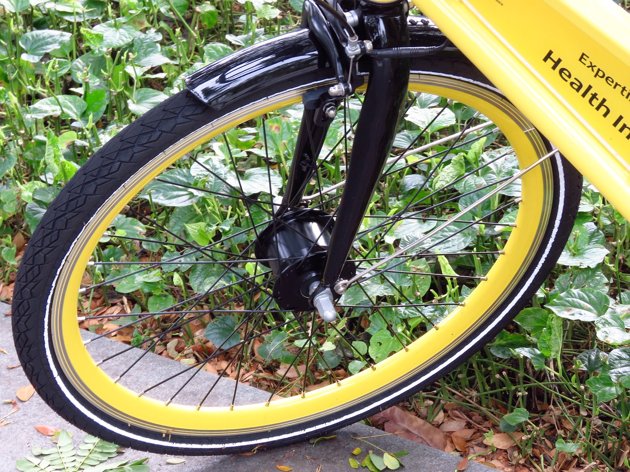 bicycle wheel yellow free photo