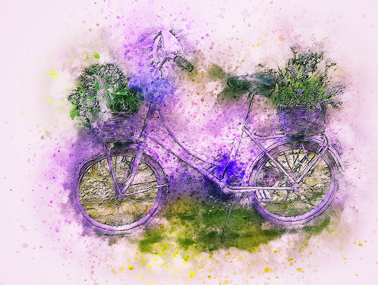 bicycle  flowers  art free photo