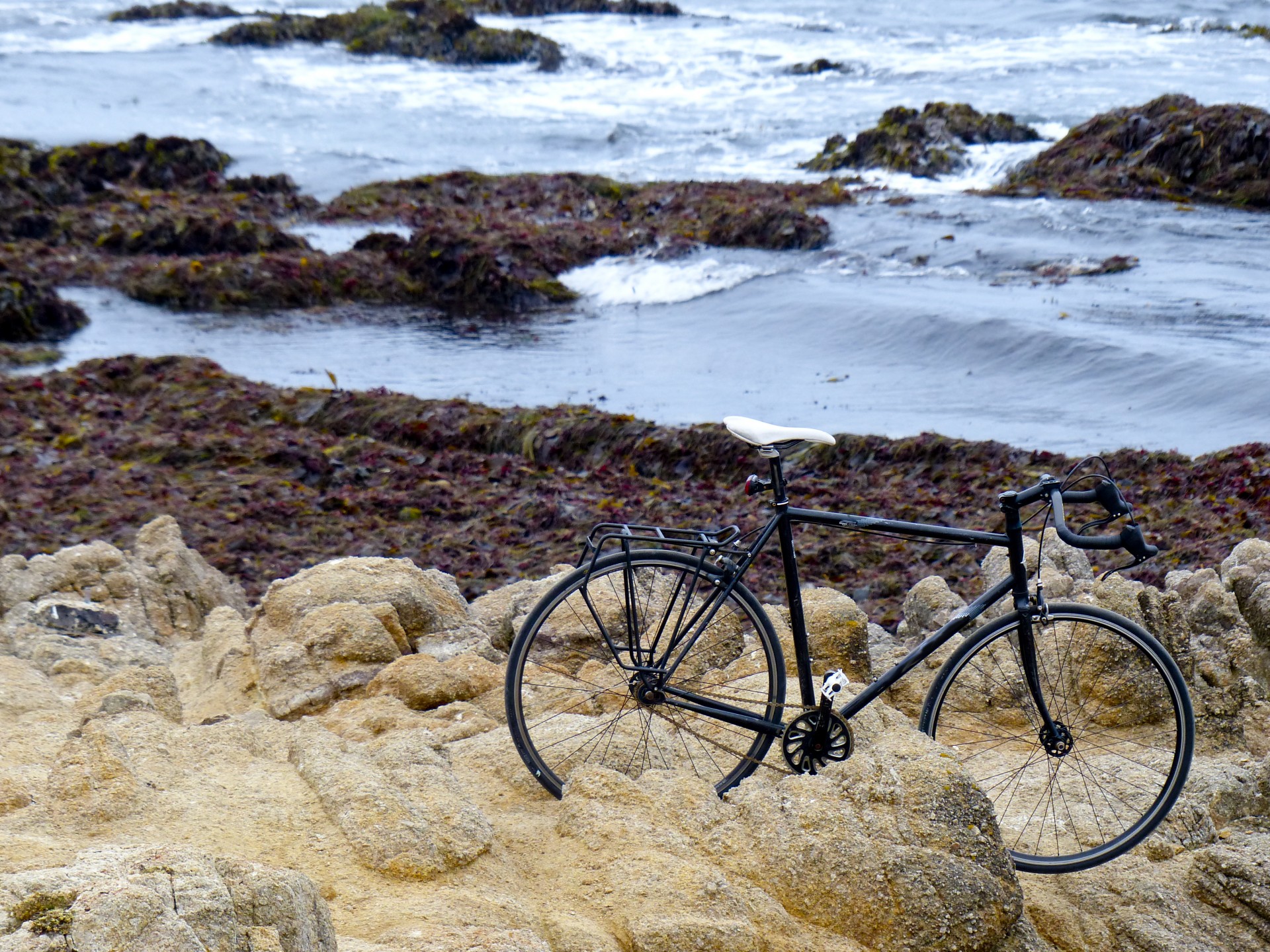 bicycle beach rocks free photo