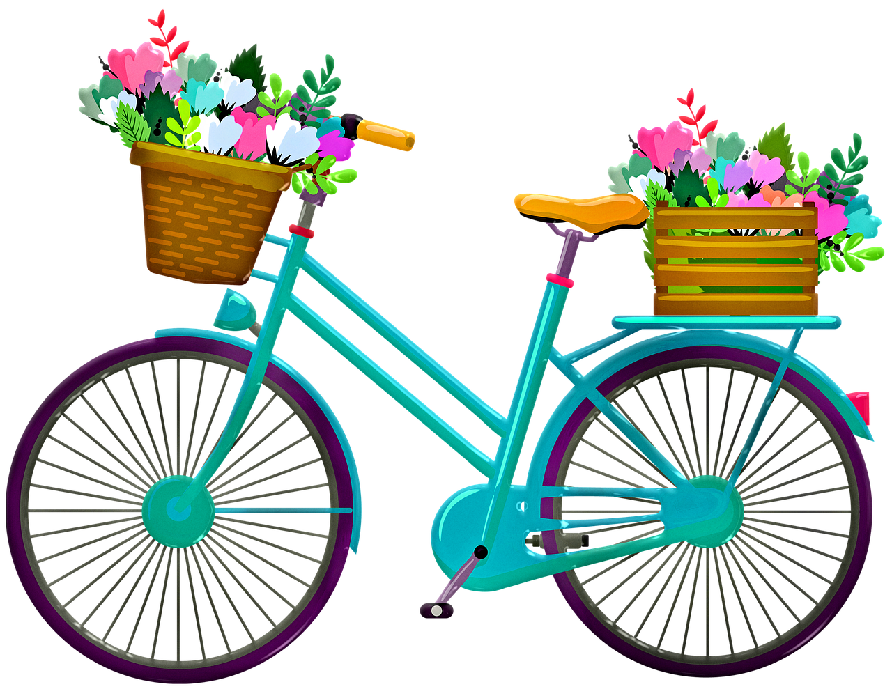 bicycle with flowers  bicycle basket  bike free photo