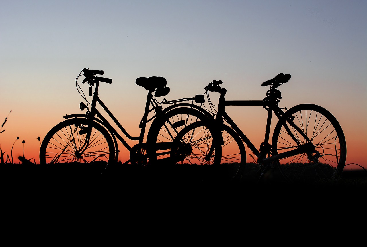 bicycles wheel sunset free photo