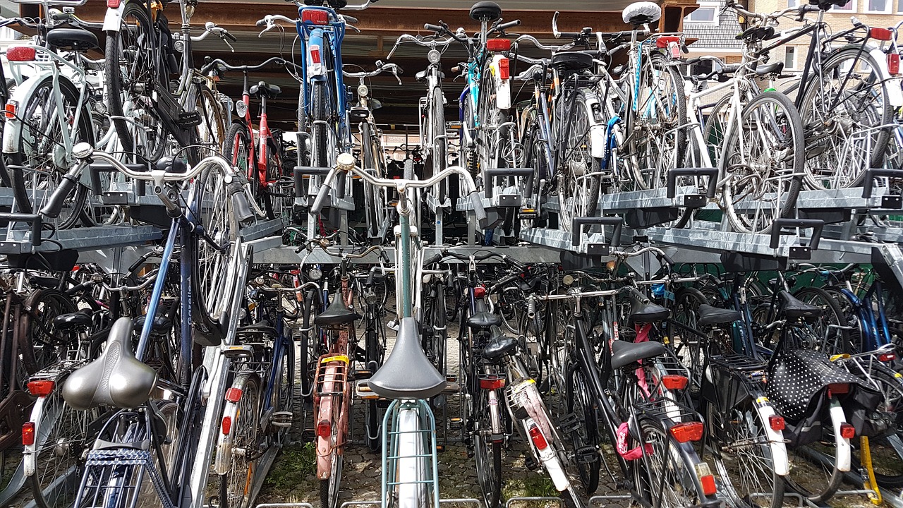 bicycles bike park place maastricht free photo