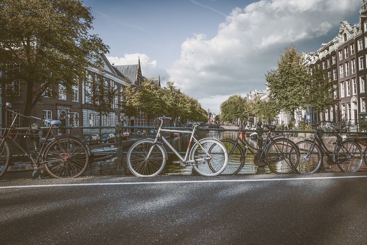 bicycles  clouds  amsterdam free photo