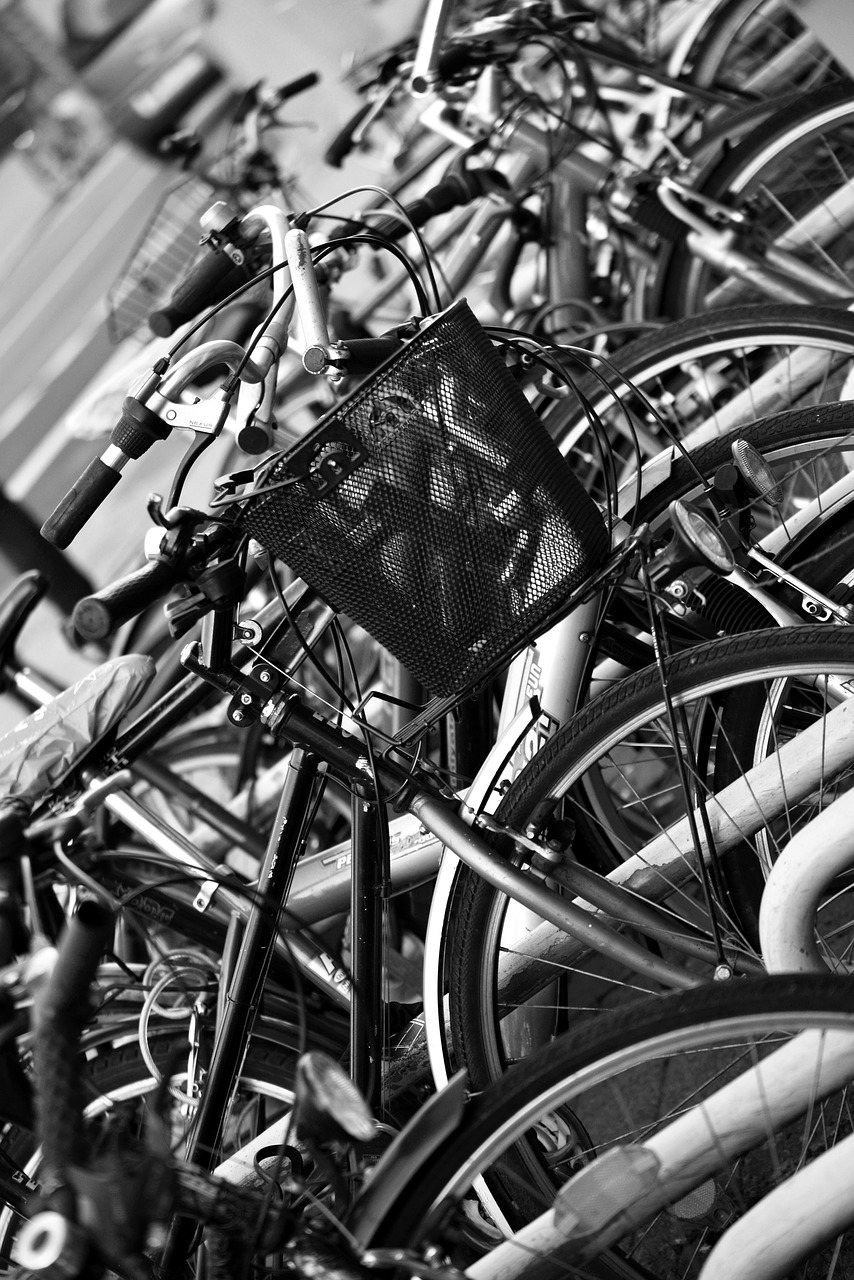 bicycles  bicycle basket  downtown free photo