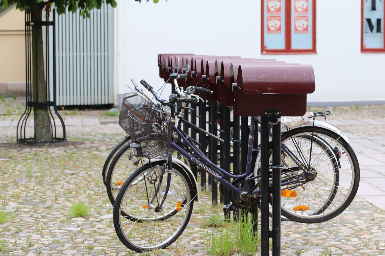 bicycles courtyard rain protection free photo