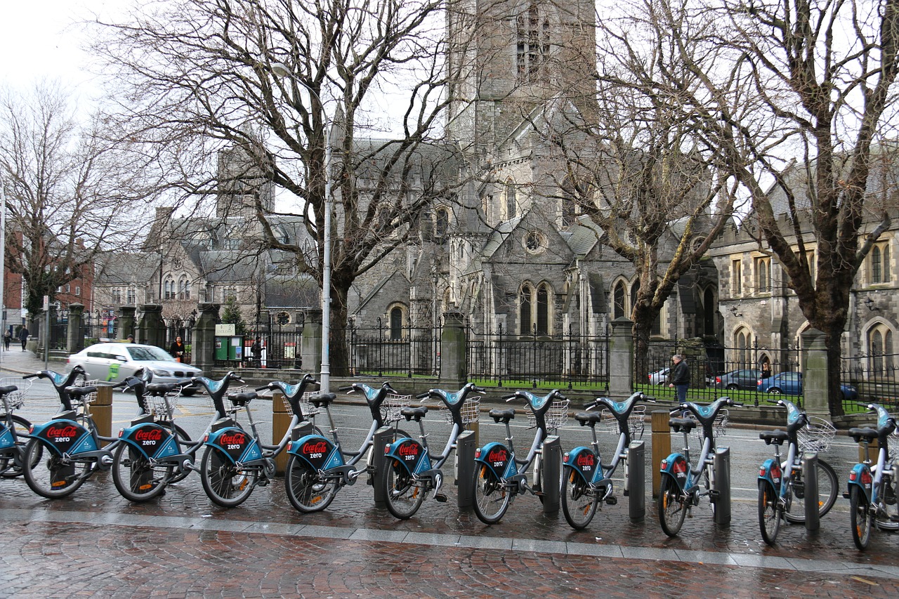 bicycles church trees free photo