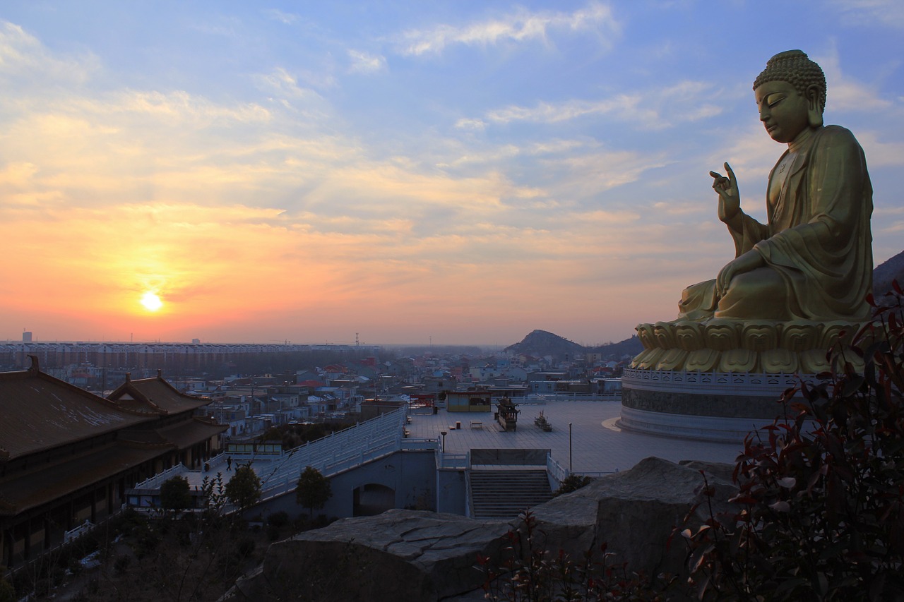 big buddha buddha statues sunset free photo