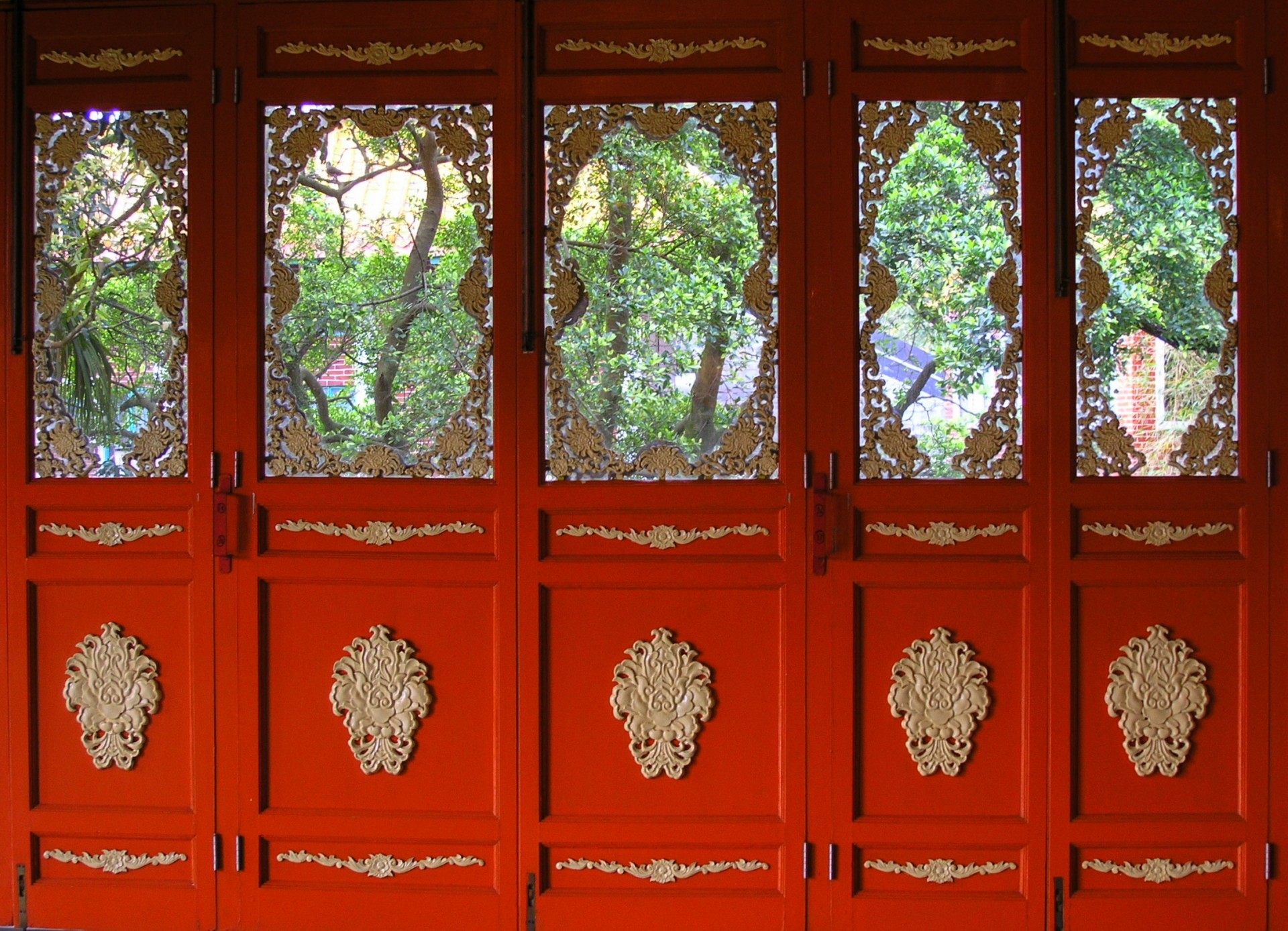 red doors hong kong monastery free photo