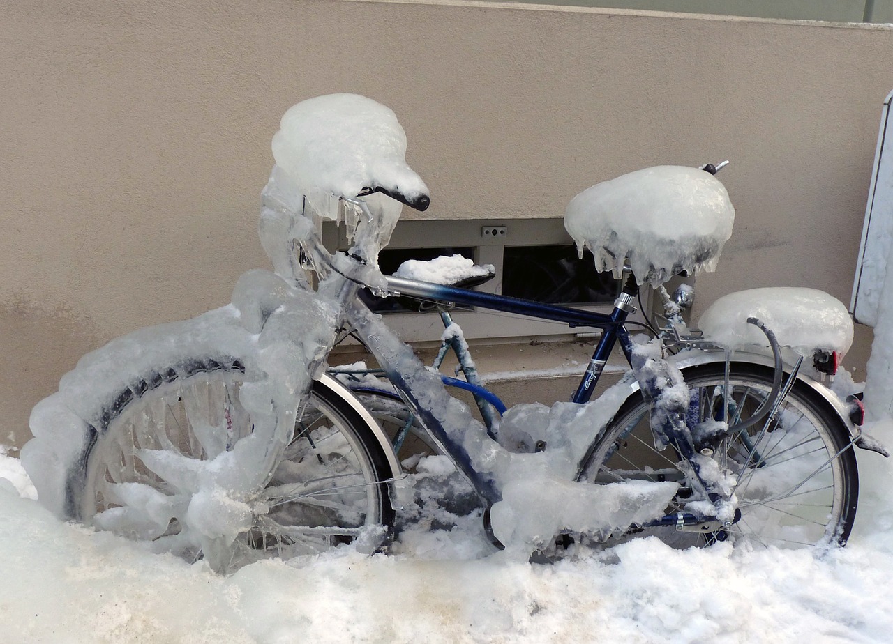 bike winter iced free photo