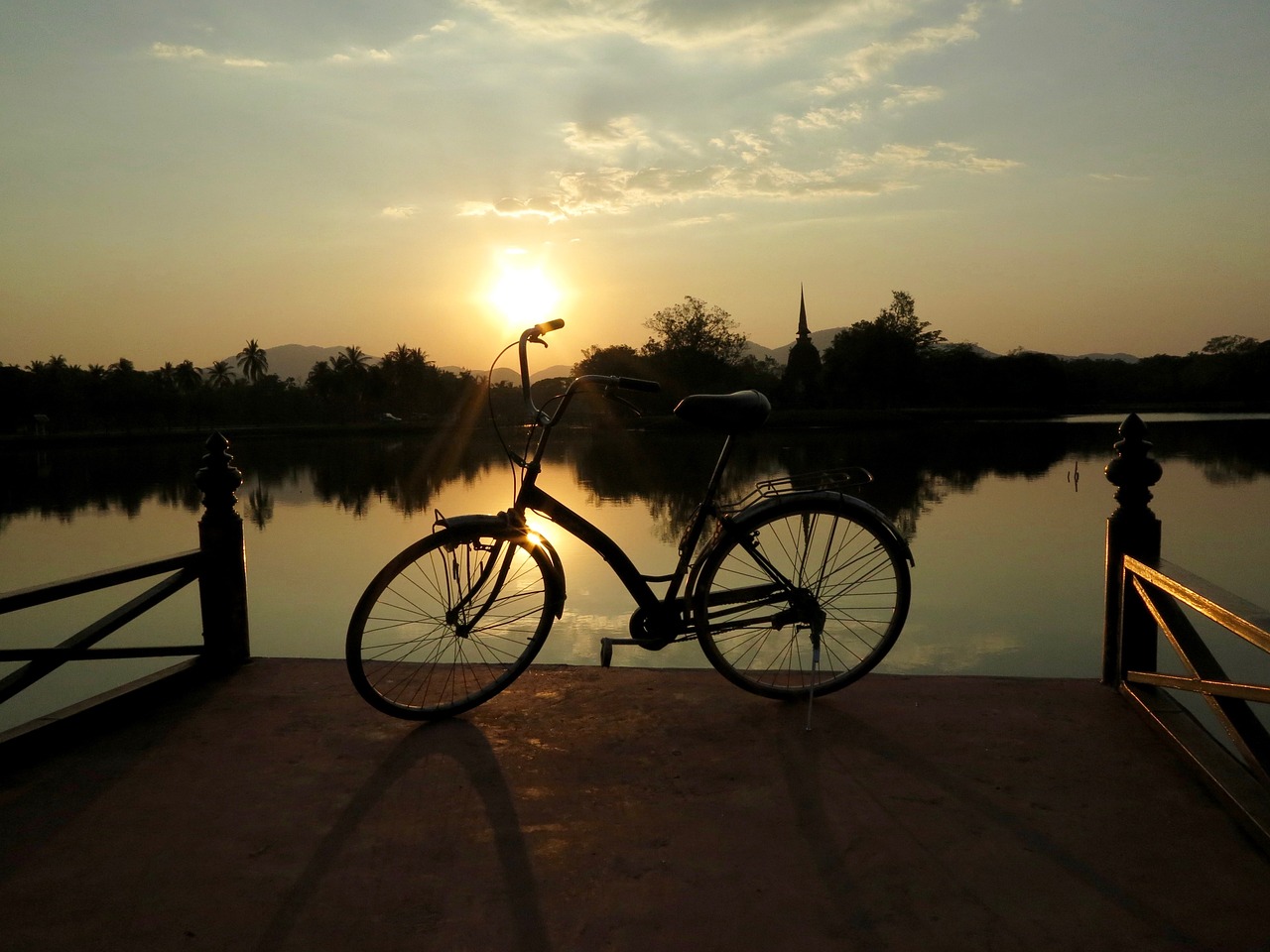 bike sunset landscape free photo