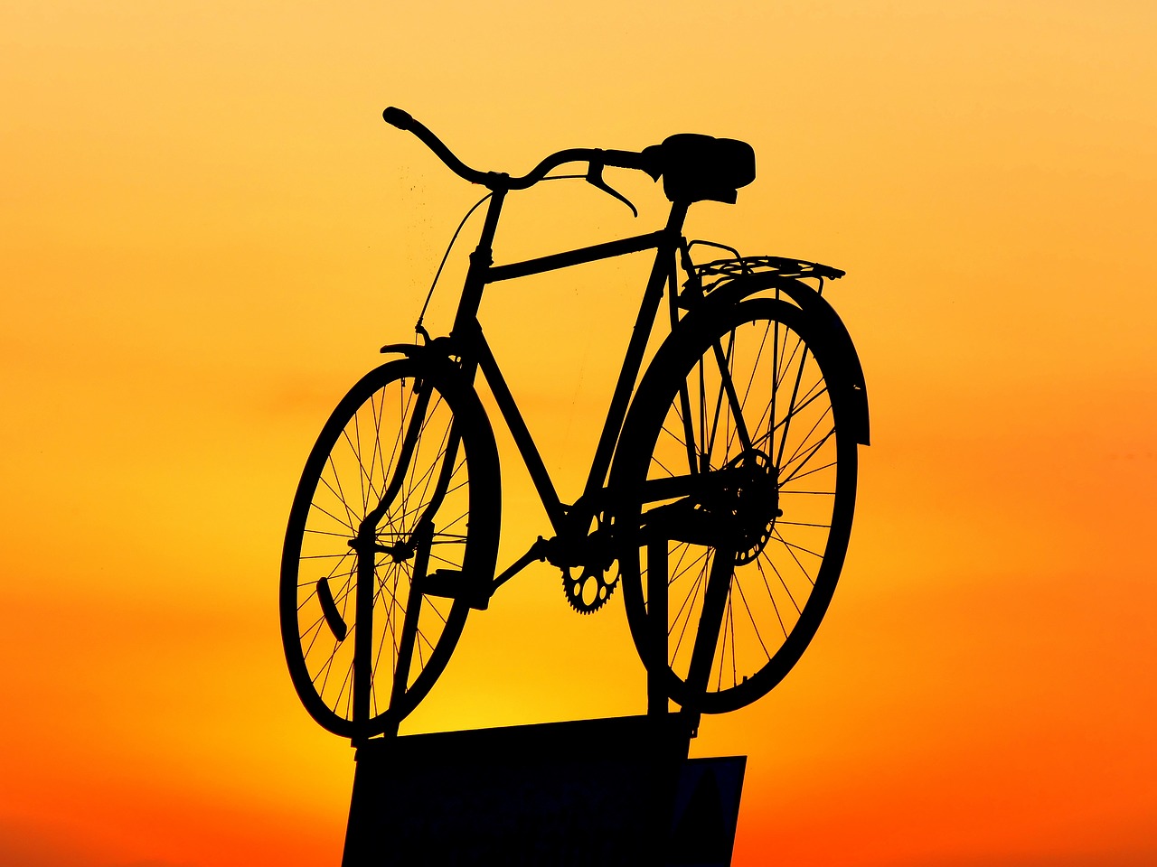bike sunset sky free photo