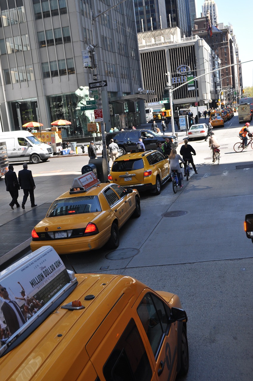 bike new york yellow cab free photo