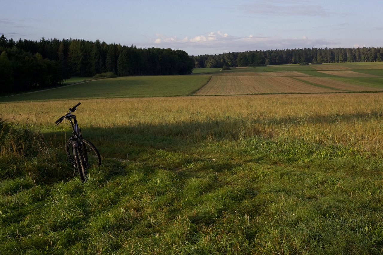 bike landscape fields free photo
