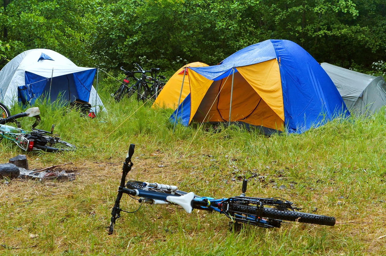 bike camping rain free photo