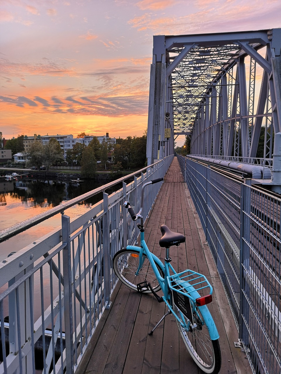 bike  bridge  sunset free photo