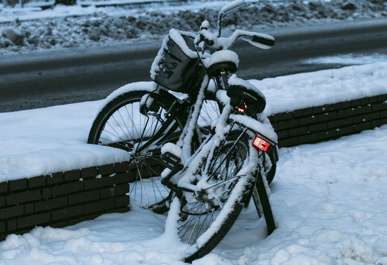 bike winter snowed in free photo