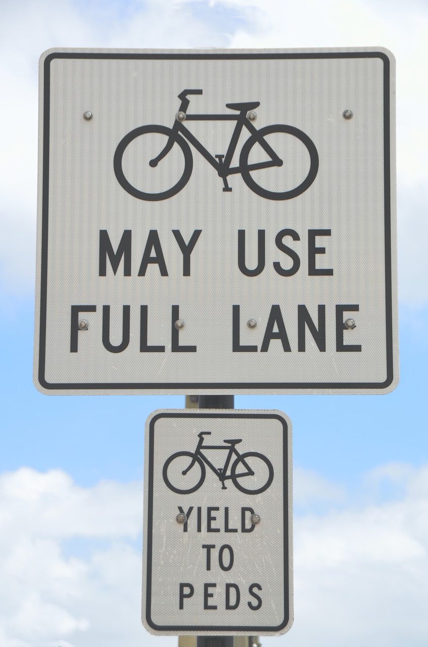 bike lane sign outdoors free photo