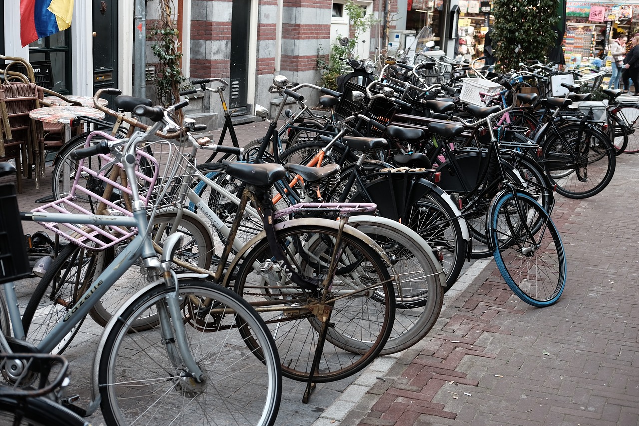 bikes  amsterdam  parking free photo
