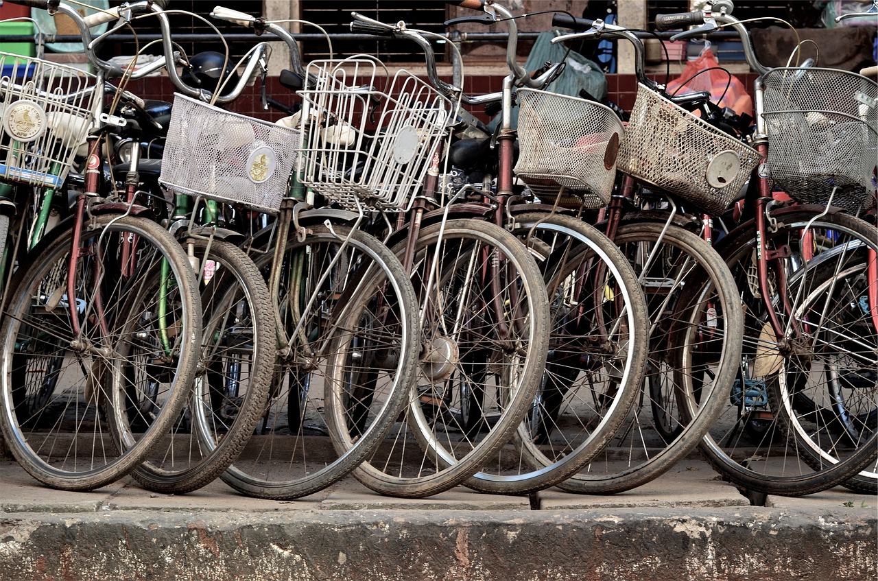 bikes bicycles baskets free photo