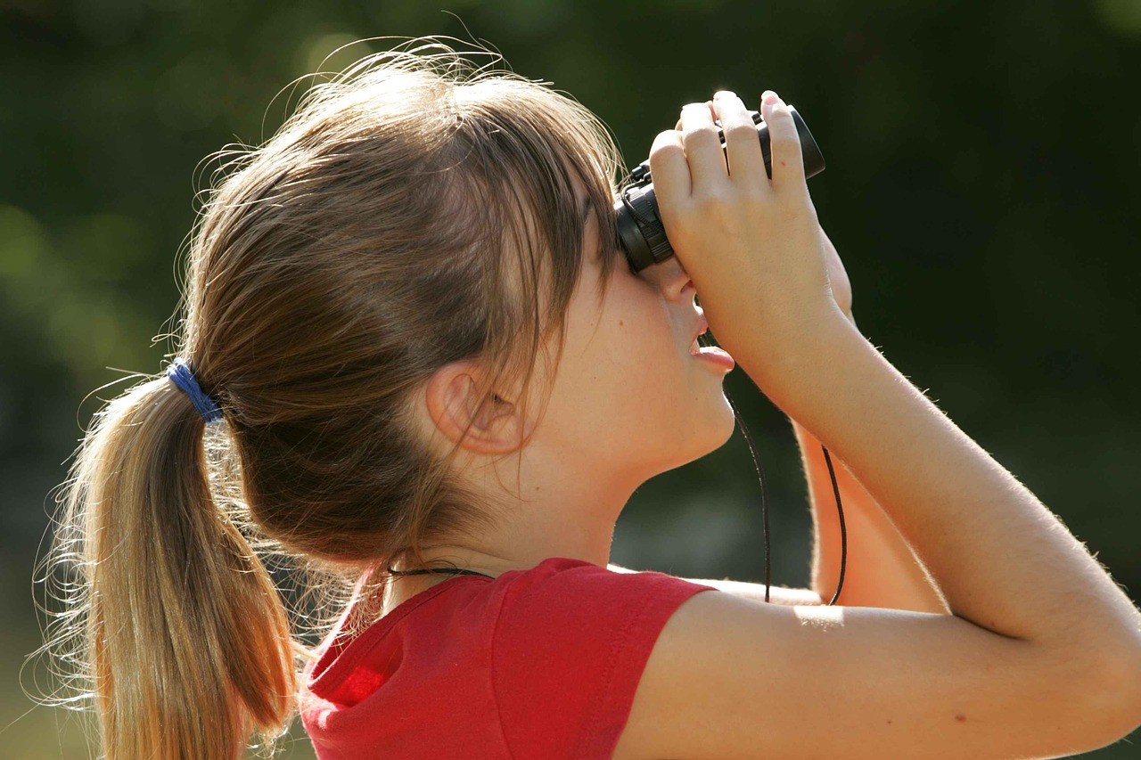 binoculars watching girl free photo