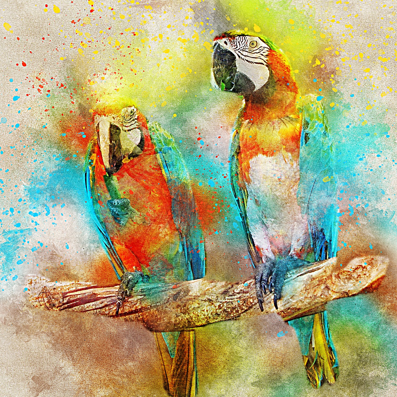 bird parrots art free photo