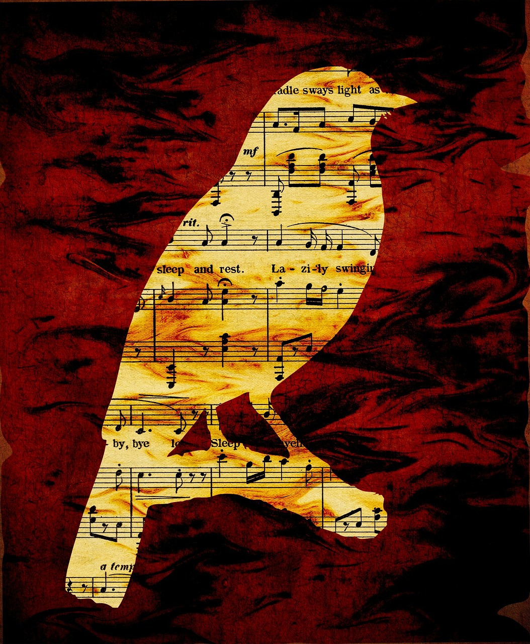 bird silhouette musical notes free photo