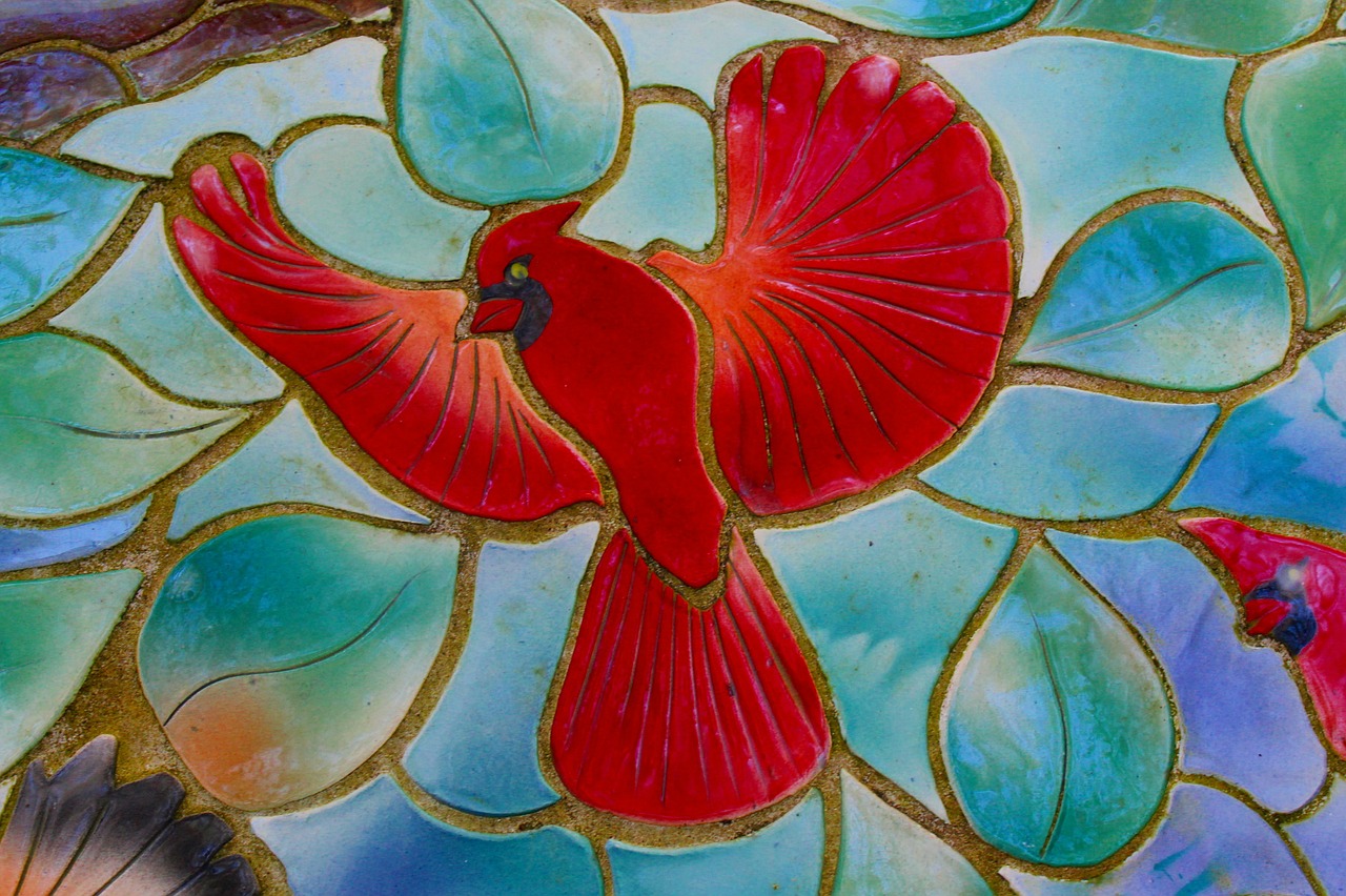 bird red mosaic free photo
