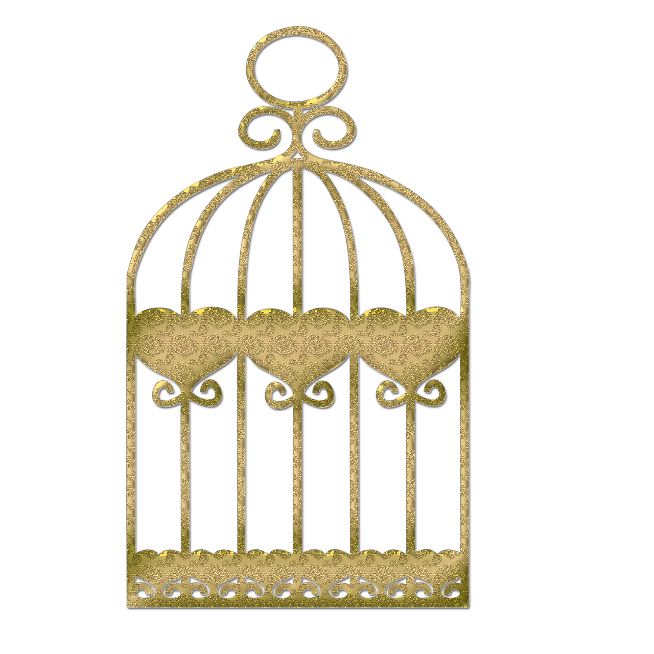 bird cage outline gold embossed free photo