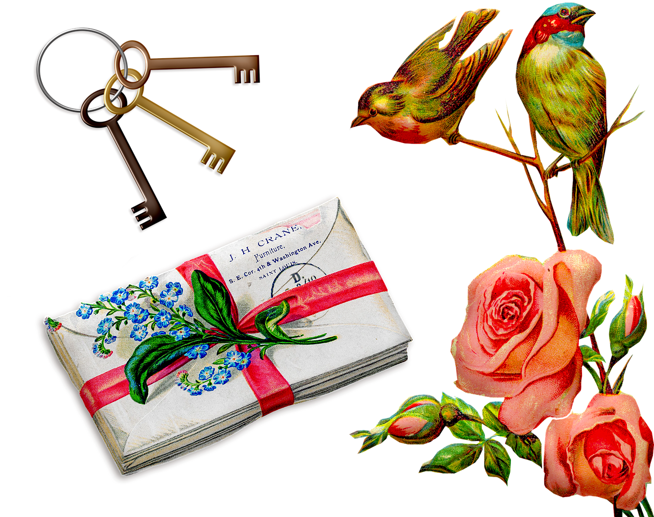 birds  victorian  keys free photo