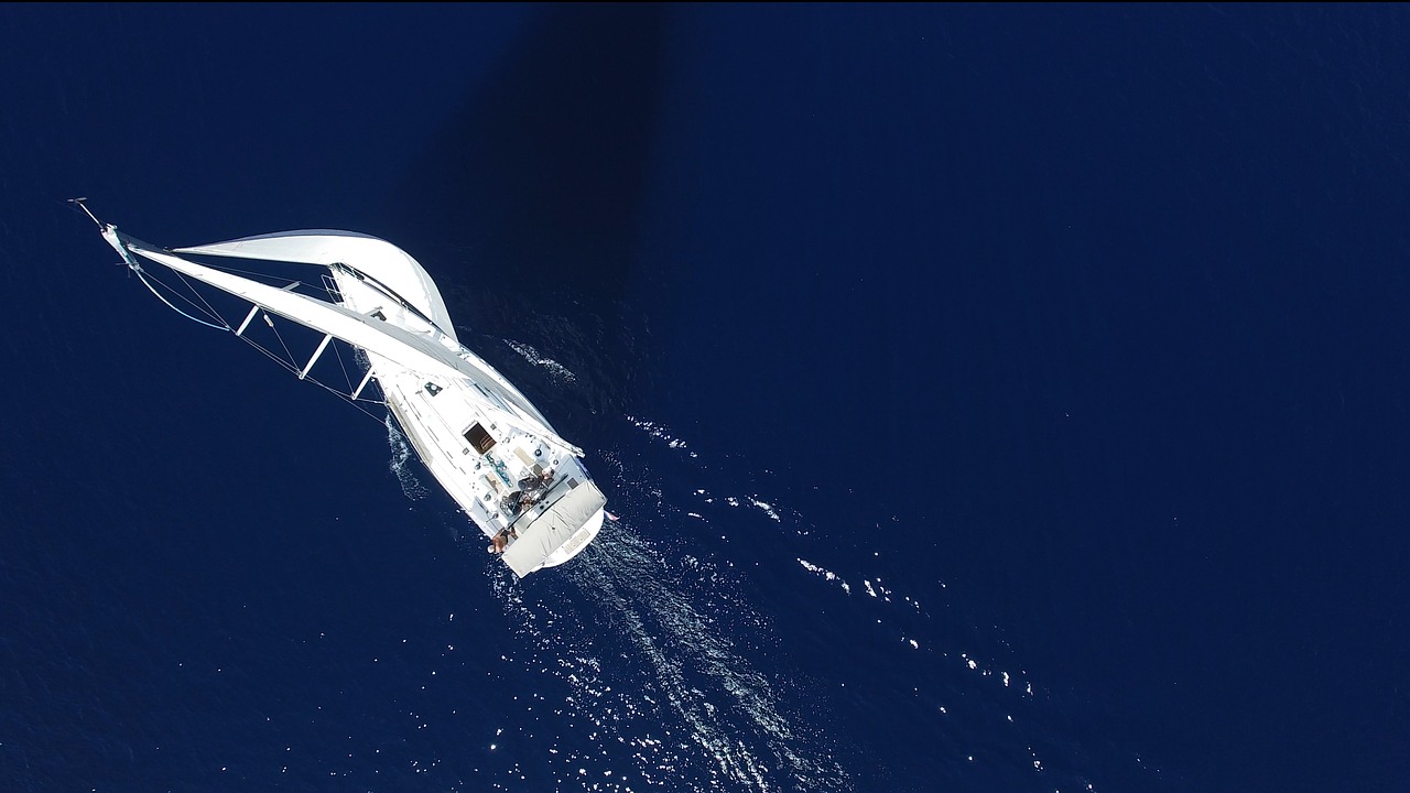 bird's eye view yacht sea free photo