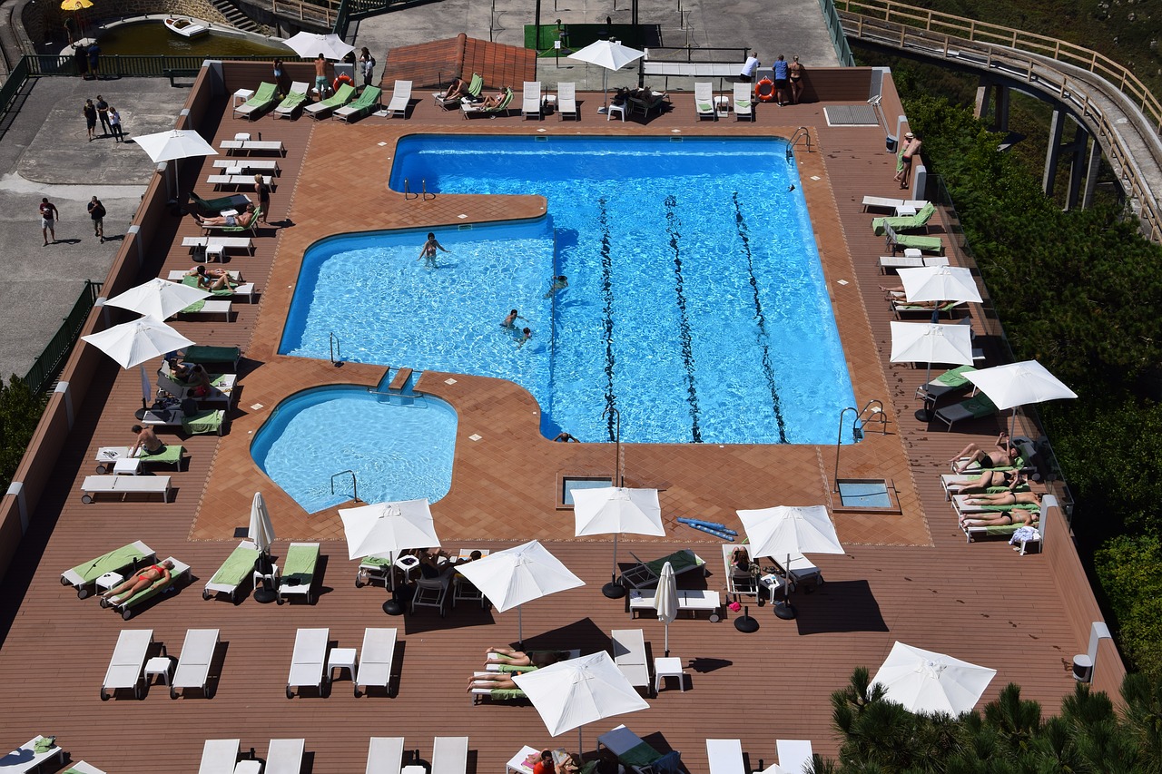 bird's eye view swimming pool holiday free photo