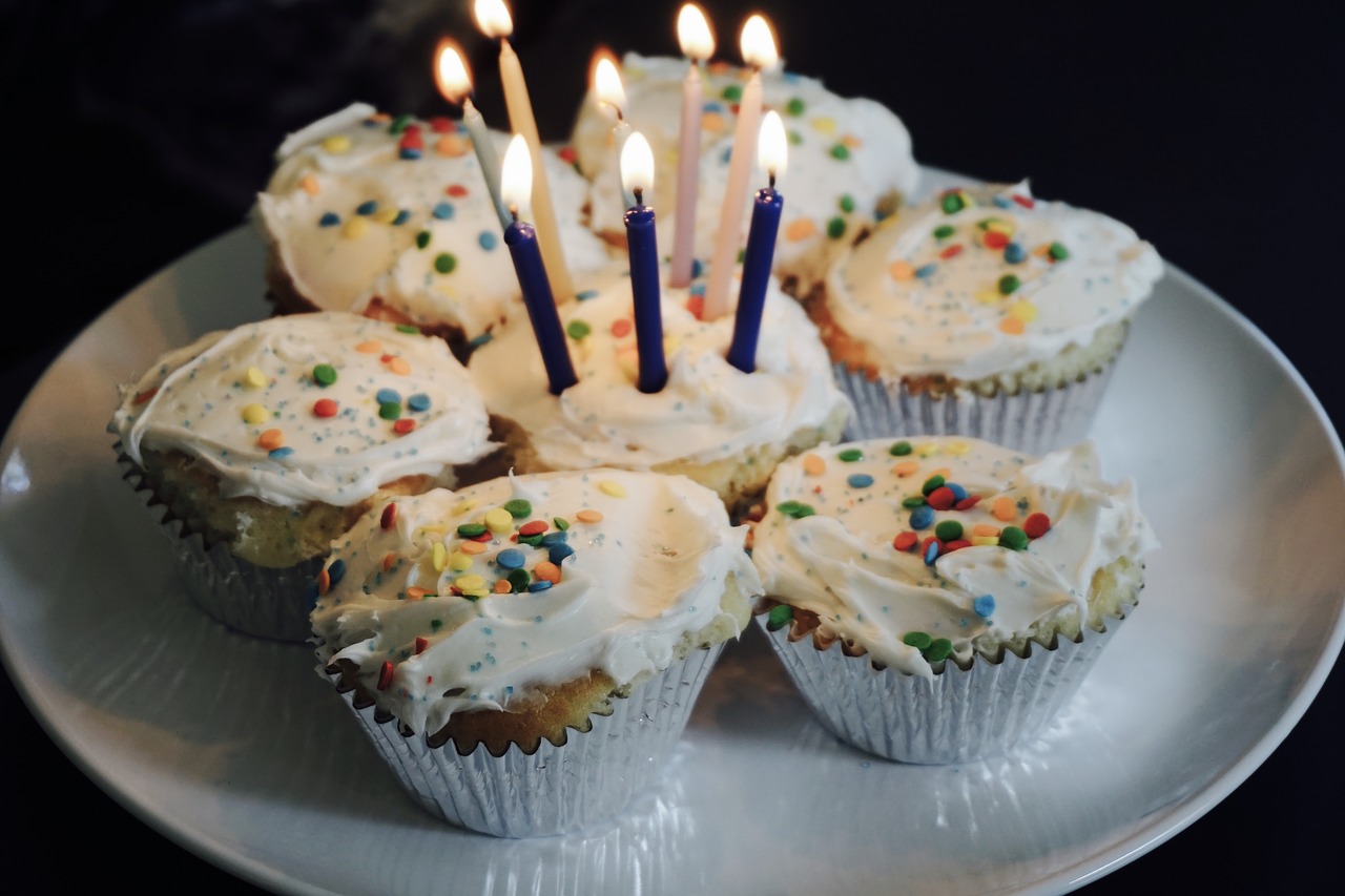 birthday  cupcakes  white frosting free photo