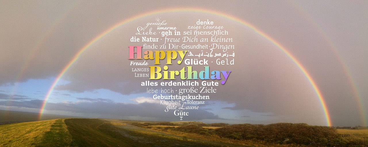 birthday rainbow greeting free photo