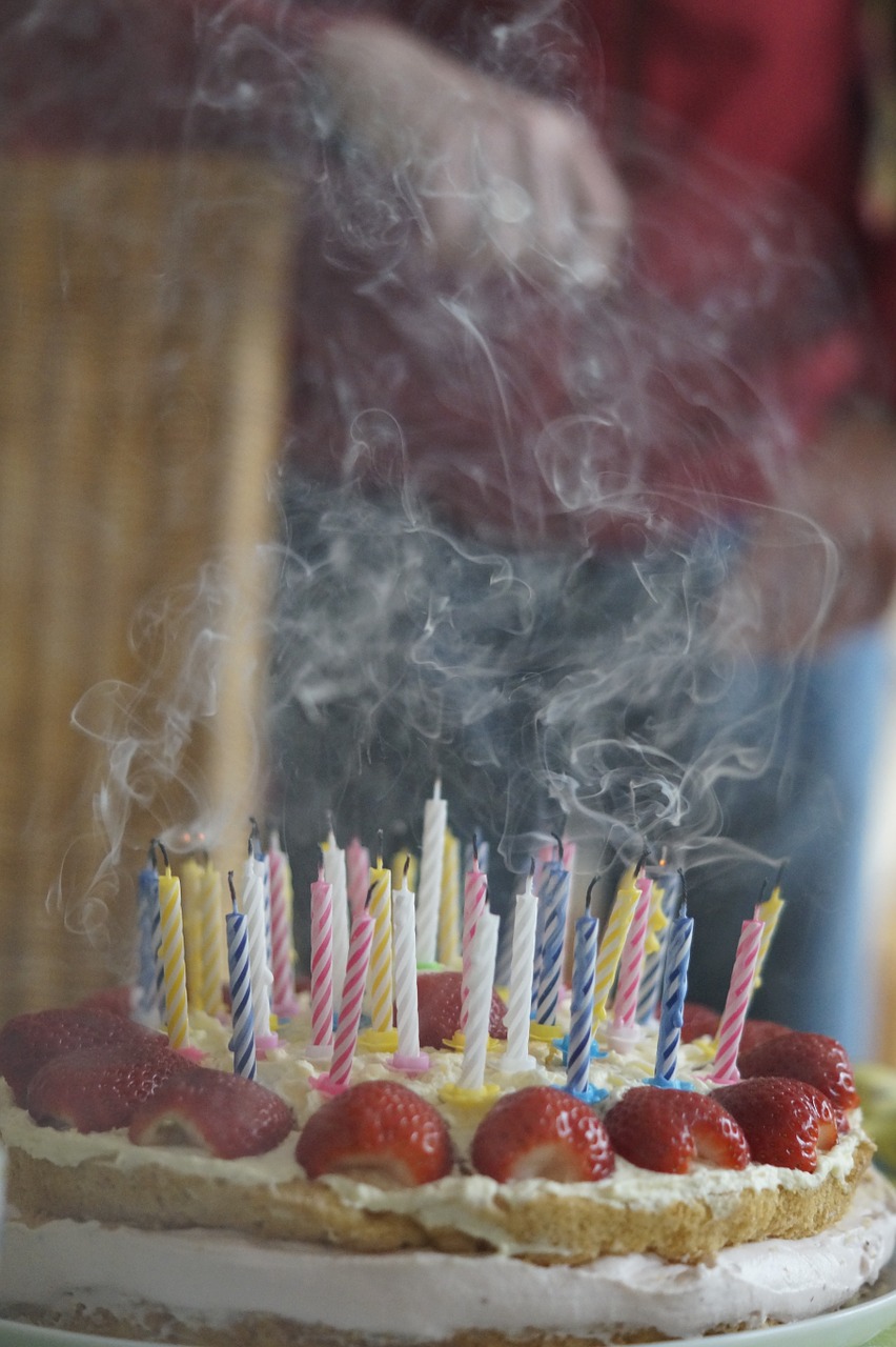 birthday cake blown out candles free photo