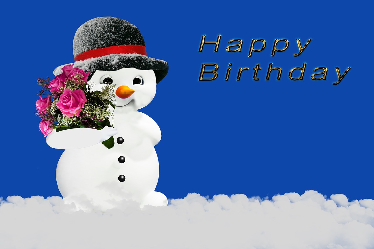 birthday card winter snow man free photo