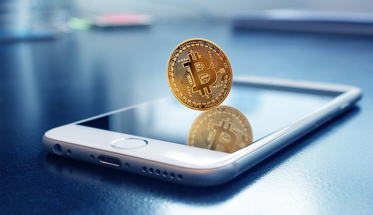 bitcoin  mobile  bitcoin with money free photo