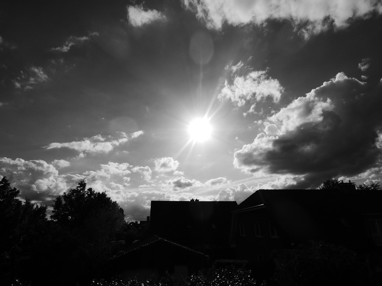 black and white sun