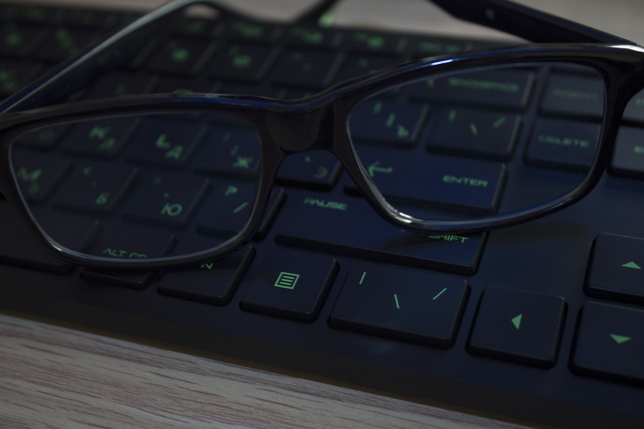 black  keyboard  glasses free photo